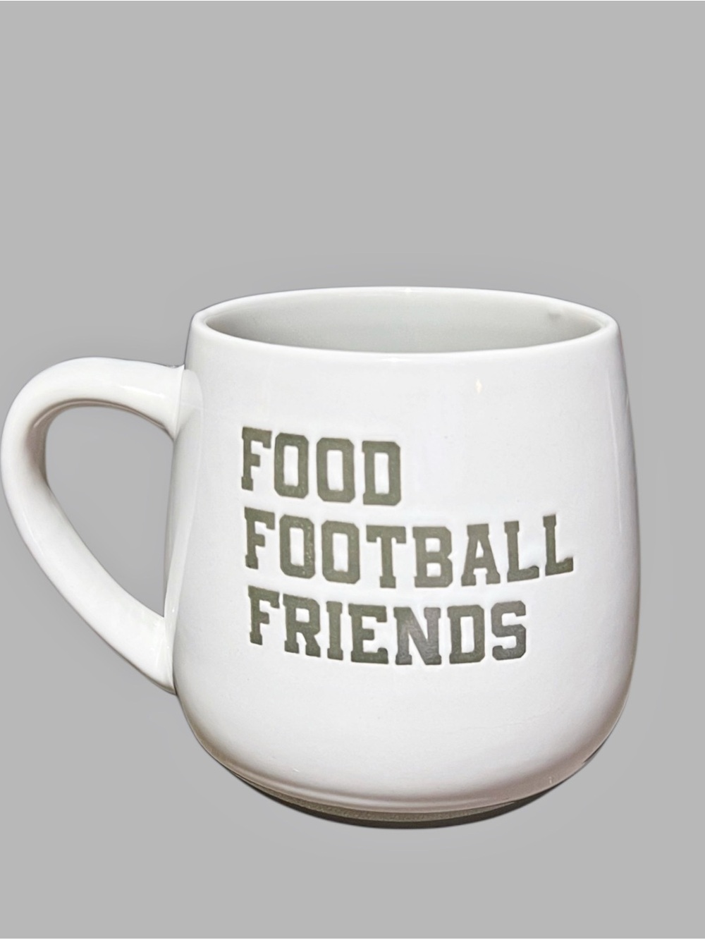 Football Fans White Ceramic 14oz Gift Mug with Olive Text